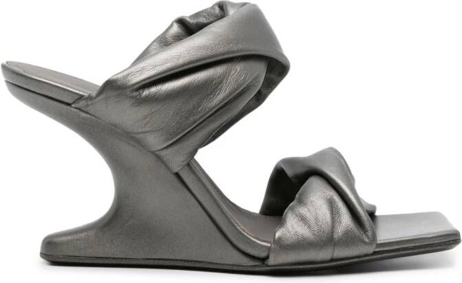 Rick Owens Cantilever 110mm metallic mules Silver