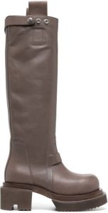 Rick Owens chunky leather knee-length boots Brown