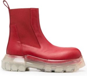 Rick Owens chunky-sole leather ankle boots Red