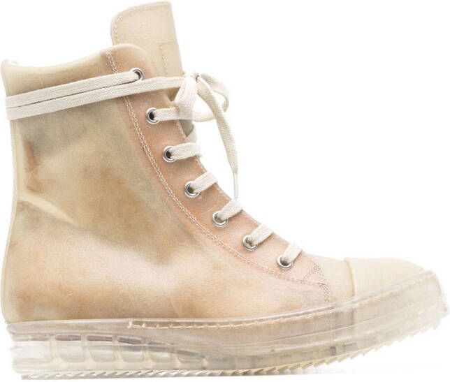 Rick Owens distressed transparent-sole sneakers Neutrals