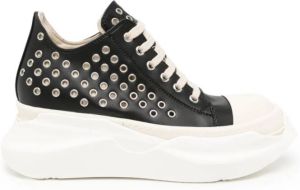 Rick Owens DRKSHDW Abstract eyelet-embellished leather sneakers Black