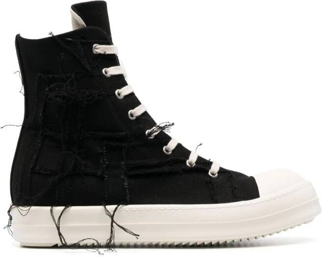 Rick Owens DRKSHDW distressed-effect lace-up high-top sneakers Black