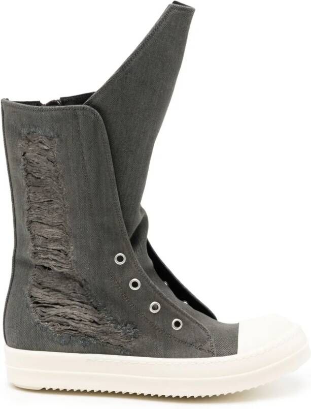 Rick Owens DRKSHDW distressed sneaker boots Grey