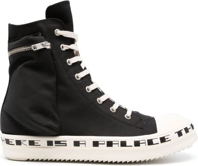 Rick Owens DRKSHDW slogan-print high-top sneakers Black