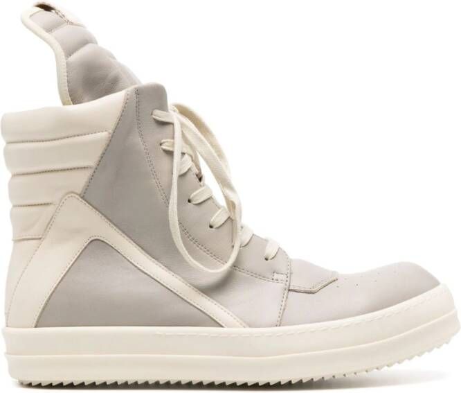 Rick Owens Geobasket high-top leather sneakers Grey
