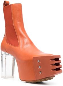Rick Owens Grilled Platform leather boots Orange