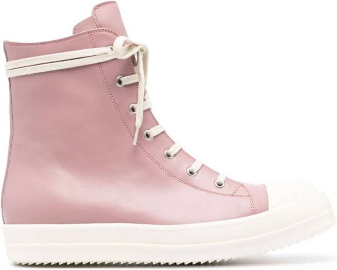 Rick Owens high-top leather sneakers Pink
