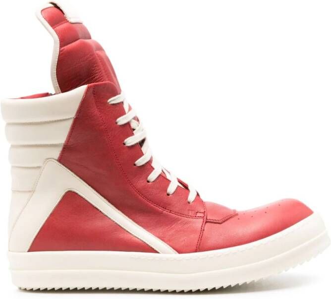 Rick Owens high-top leather sneakers Red