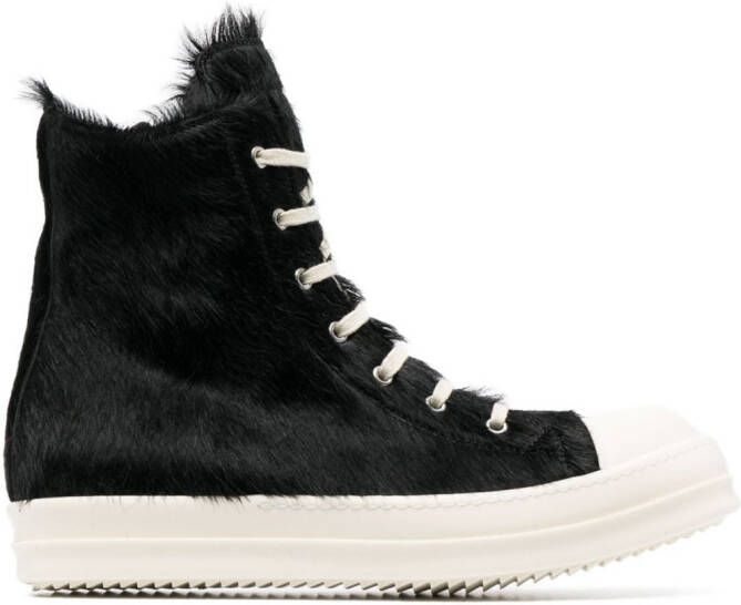 Rick Owens high-top shearling sneakers Black