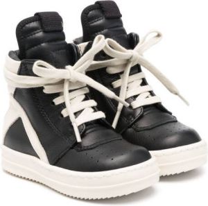 Rick Owens Kids Geobasket leather high-top sneakers Black