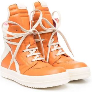 Rick Owens Kids Geobaskets leather hi-top sneakers Orange