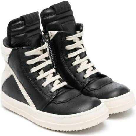 Rick Owens Kids Geobaskets leather sneakers Black