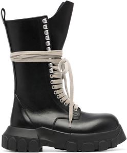 Rick Owens lace-up leather boots Black