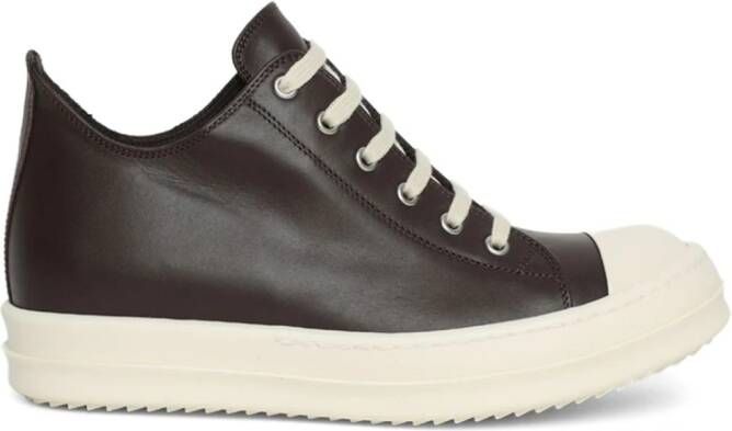 Rick Owens lace-up leather sneakers Brown
