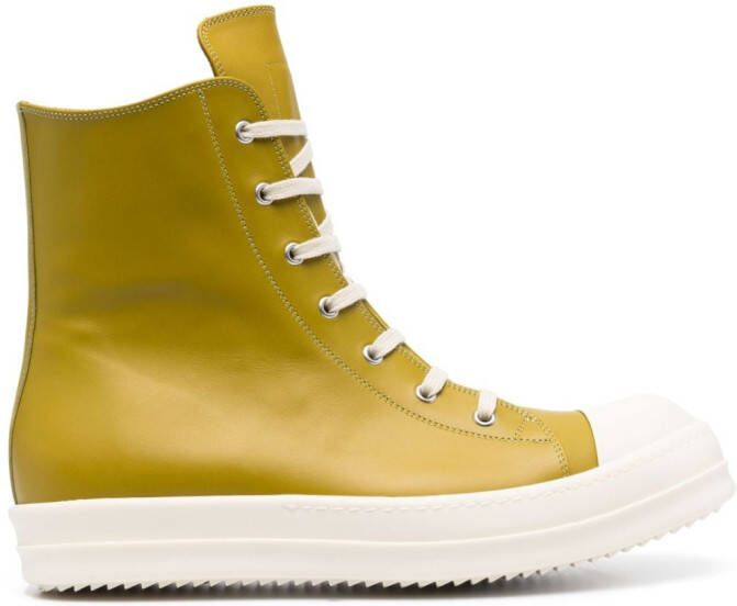 Rick Owens lace-up leather sneakers Green