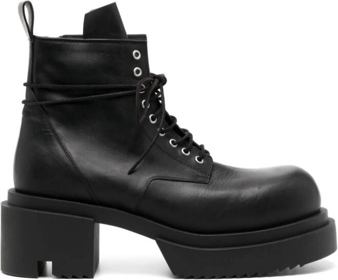 Rick Owens leather Combat boots Black