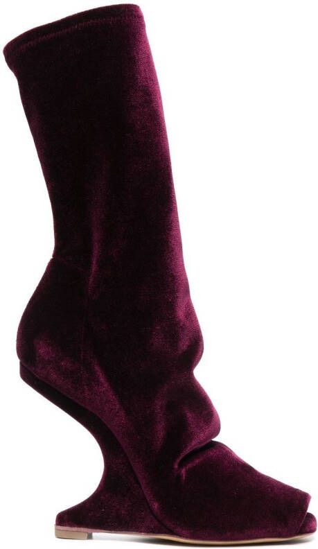 Rick Owens Lilies 120mm sculpted-heel calf-length boots Red