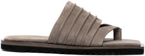 Rick Owens ribbed thong suede sandals Brown
