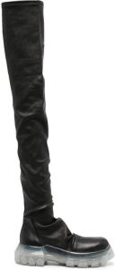 Rick Owens thigh-length leather boots Black