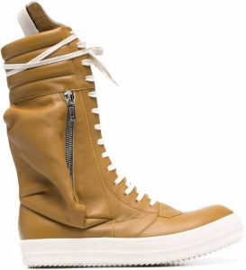 Rick Owens zip-detail lace-up boots Brown