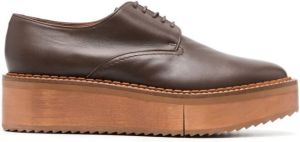 Robert Clergerie wooden-effect platform Derby shoes Brown