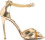Roberto Cavalli 112mm crystal-embellished leather sandals Gold - Thumbnail 1