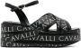 Roberto Cavalli 70mm logo-print wedge sandals Black - Thumbnail 1