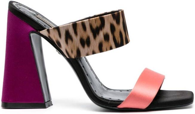 Roberto Cavalli contrasting panel sculpted-heel sandals Brown