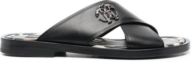 Roberto Cavalli criss-cross leather sandals Black