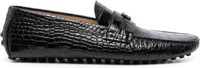 Roberto Cavalli embossed crocodile-effect leather loafers Black