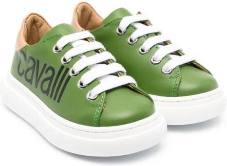 Roberto Cavalli Junior logo-print low-top sneakers Green