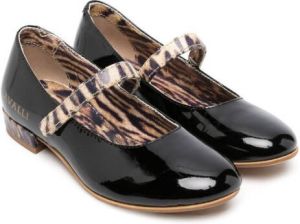 Roberto Cavalli Junior touch-strap ballerina shoes Black