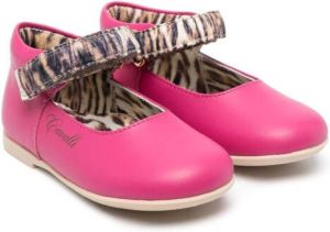 Roberto Cavalli Junior touch-strap ballerina shoes Pink