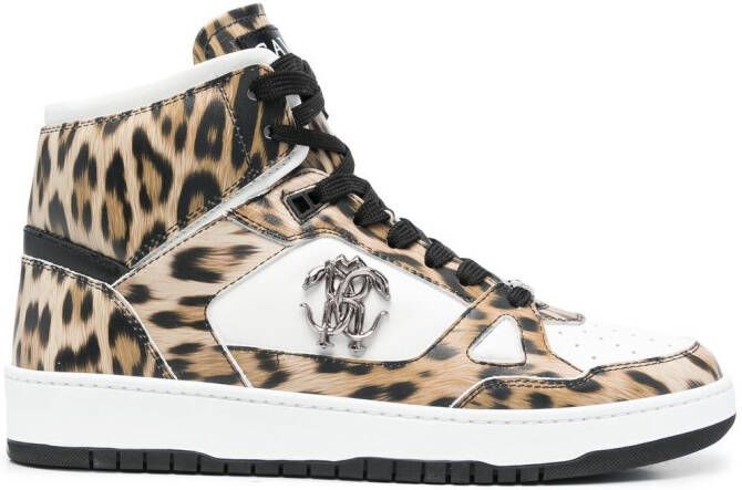 Roberto Cavalli leopard-print high-top sneakers White