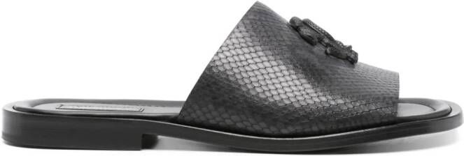 Roberto Cavalli lizard-skin logo-embossed sandals Black