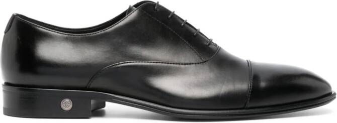 Roberto Cavalli logo-charm leather lace-up shoes Black
