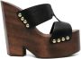 Roberto Cavalli logo-embossed wedge sandals Black - Thumbnail 1