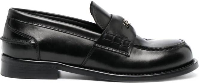 Roberto Cavalli logo-plaque leather loafers Black