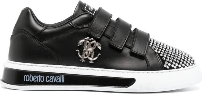 Roberto Cavalli logo-plaque leather sneakers Black
