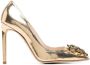 Roberto Cavalli logo-plaque metallic pumps Gold - Thumbnail 1