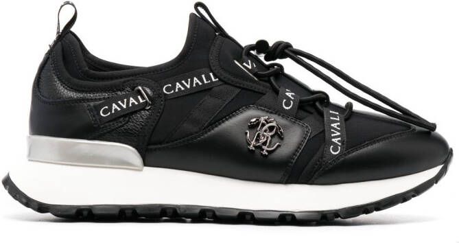 Roberto Cavalli logo-print drawstring sneakers Black