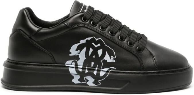 Roberto Cavalli Mirror Snake logo-print leather sneakers Black