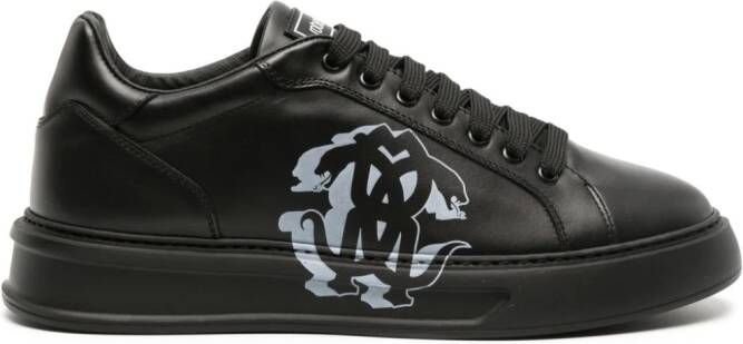 Roberto Cavalli Mirror Snake-print leather sneakers Black
