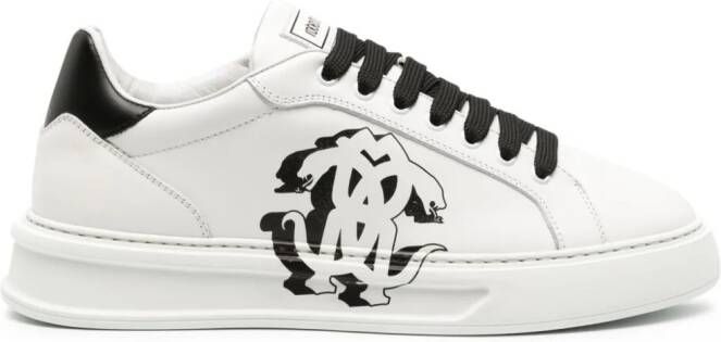 Roberto Cavalli Mirror Snake-print leather sneakers White