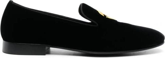 Roberto Cavalli monogram-motif velvet loafers Black