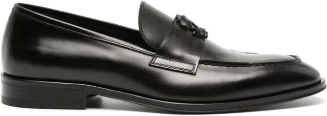 Roberto Cavalli monogram-plaque leather loafers Black