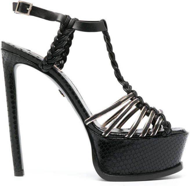 Roberto Cavalli multi-strap snakeskin-effect platform sandals Black