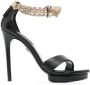 Roberto Cavalli Panther crystal-embellished sandals Black - Thumbnail 1