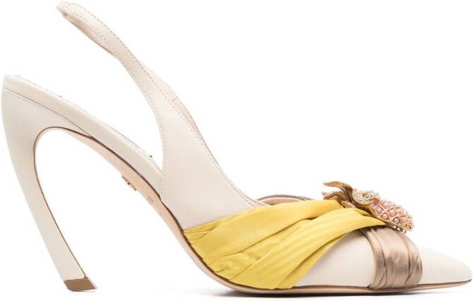 Roberto Cavalli pineapple Tiger-Tooth slingback pumps Neutrals