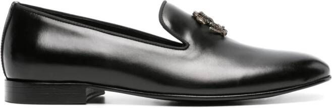 Roberto Cavalli RC-plaque leather loafers Black
